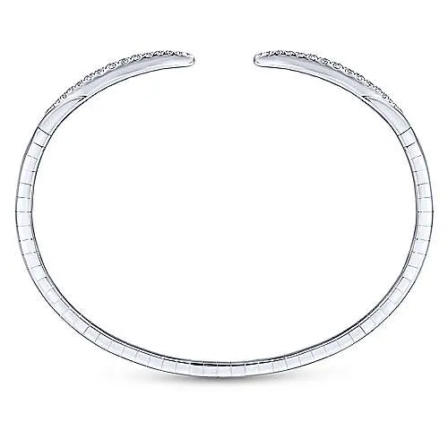 14K White Gold Split Diamond Spike Bangle