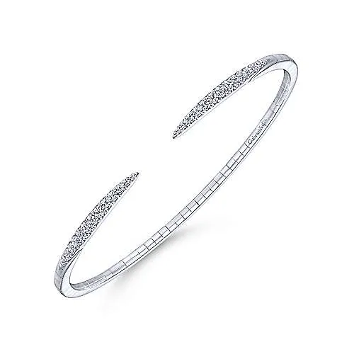 14K White Gold Split Diamond Spike Bangle
