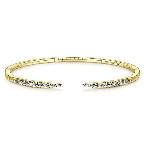 14K White Gold Split Diamond Spike Bangle