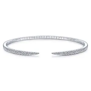 14K White Gold Split Diamond Spike Bangle