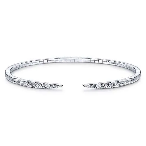 14K White Gold Split Diamond Spike Bangle