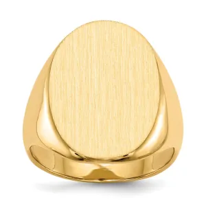 14k Yellow Gold Brushed Men's Polished Signet Ring