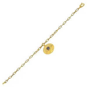 14k Yellow Gold Diamond & Sapphire Evil Eye Bracelet