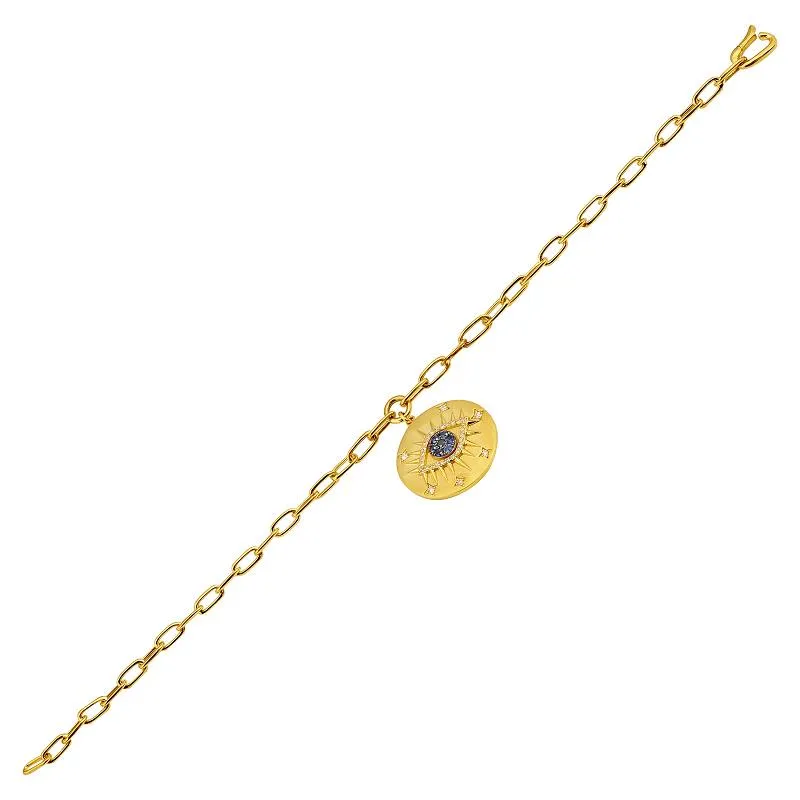 14k Yellow Gold Diamond & Sapphire Evil Eye Bracelet