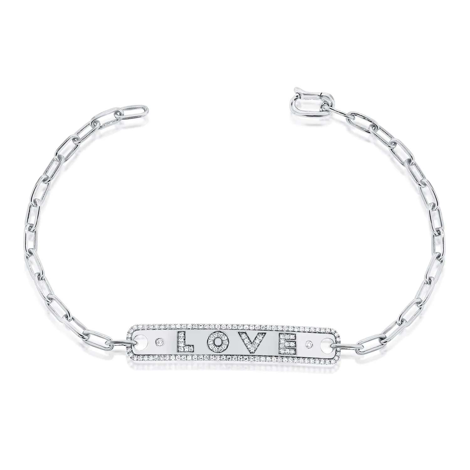 14K Yellow Gold Diamond "Love" Bar Bracelet