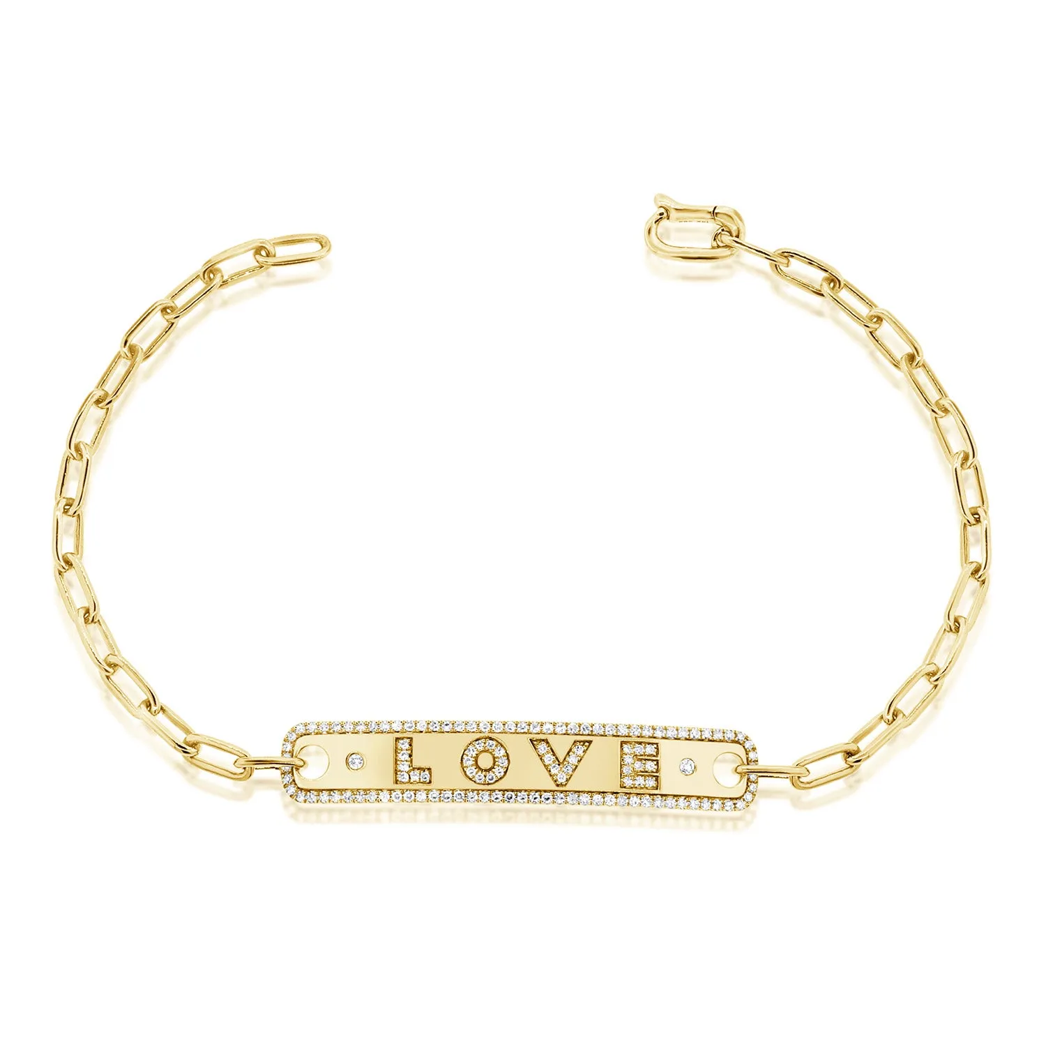 14K Yellow Gold Diamond "Love" Bar Bracelet