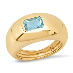 14K YG Aquamarine Gypsy Ring