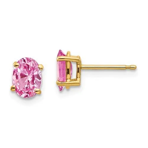 14KT GOLD 2.20 CTW OVAL PINK SAPPHIRE STUD EARRINGS