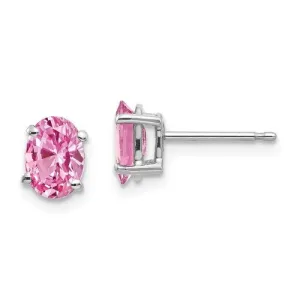 14KT GOLD 2.20 CTW OVAL PINK SAPPHIRE STUD EARRINGS