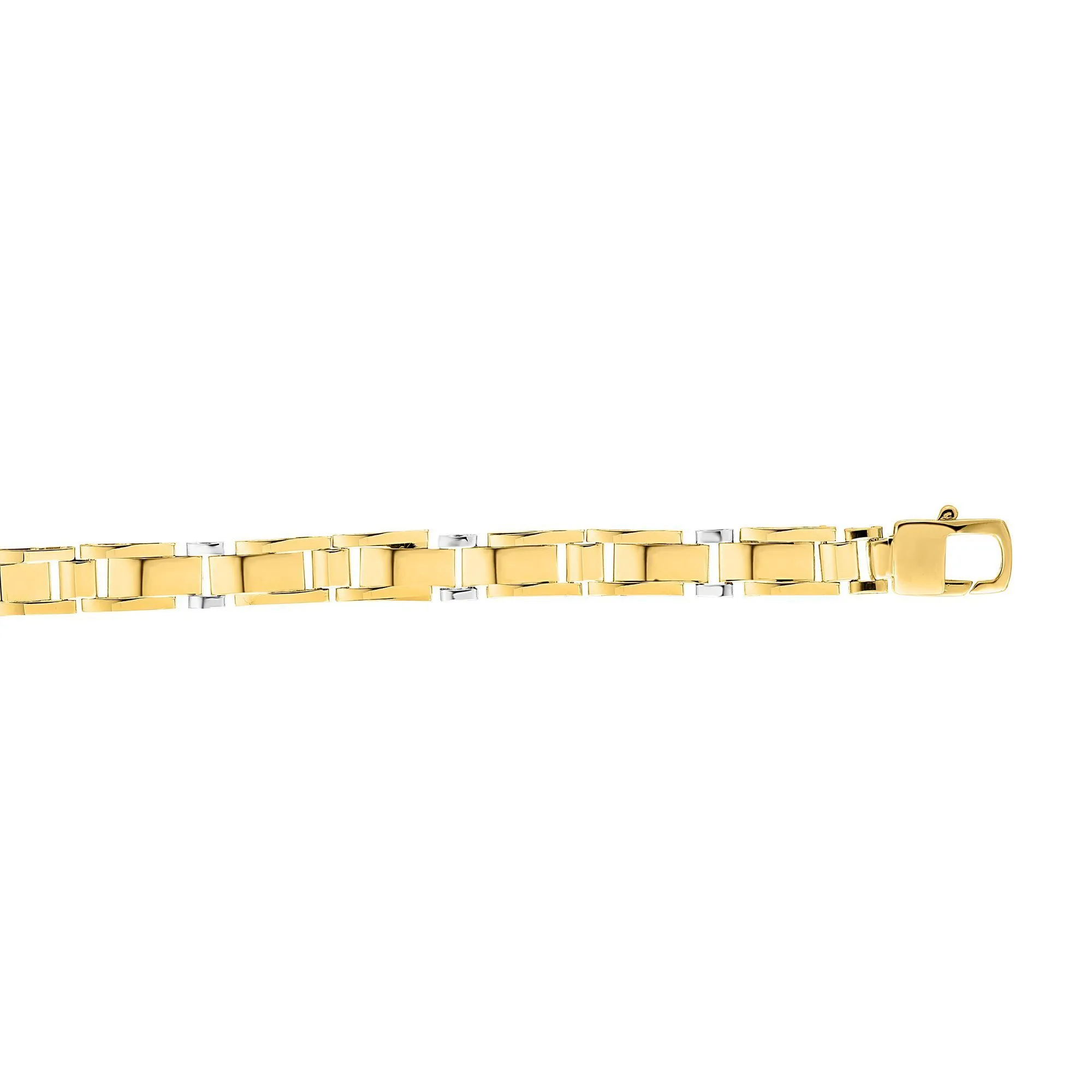 14kt Gold 8.25 inches Yellow White Finish 7mm Shiny Fancy Fancy Bracelet with Lobster Clasp