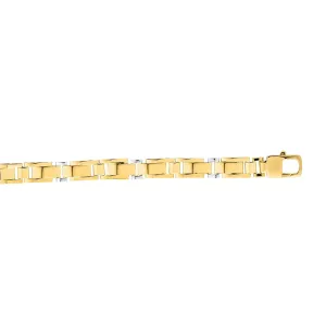 14kt Gold 8.25 inches Yellow White Finish 7mm Shiny Fancy Fancy Bracelet with Lobster Clasp