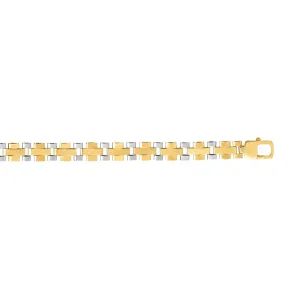 14kt Gold 8.25 inches Yellow White Finish 7mm Shiny Panther Fancy Bracelet with Lobster Clasp