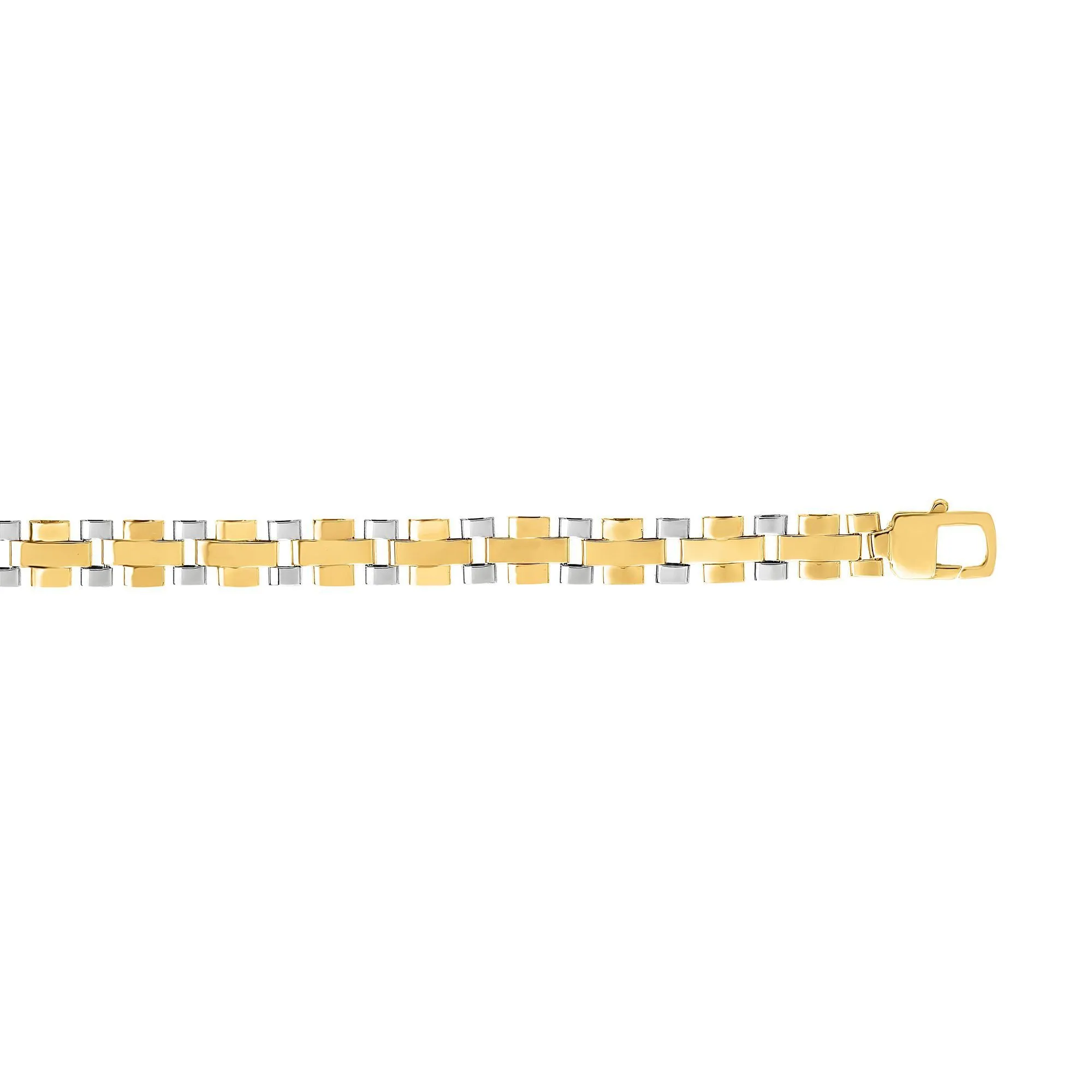 14kt Gold 8.25 inches Yellow White Finish 7mm Shiny Panther Fancy Bracelet with Lobster Clasp