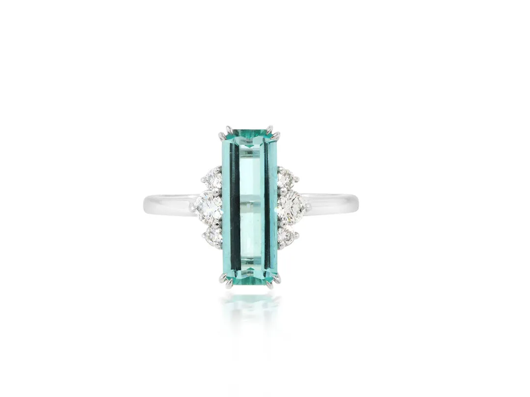 1.78ct Emerald Cut Paraiba Aquamarine Ring