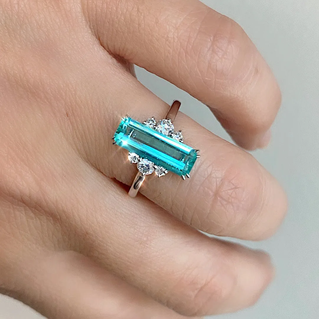 1.78ct Emerald Cut Paraiba Aquamarine Ring