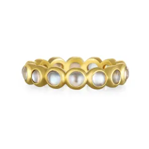 18 Karat Gold Burmese Moonstone Eternity Band