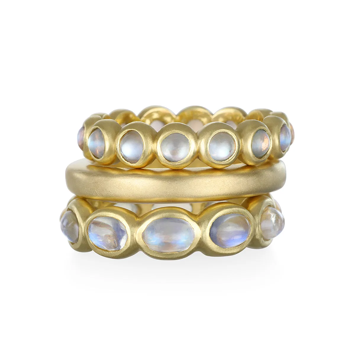 18 Karat Gold Burmese Moonstone Eternity Band