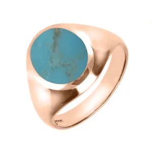 18ct Rose Gold Turquoise Medium Oval Signet Ring