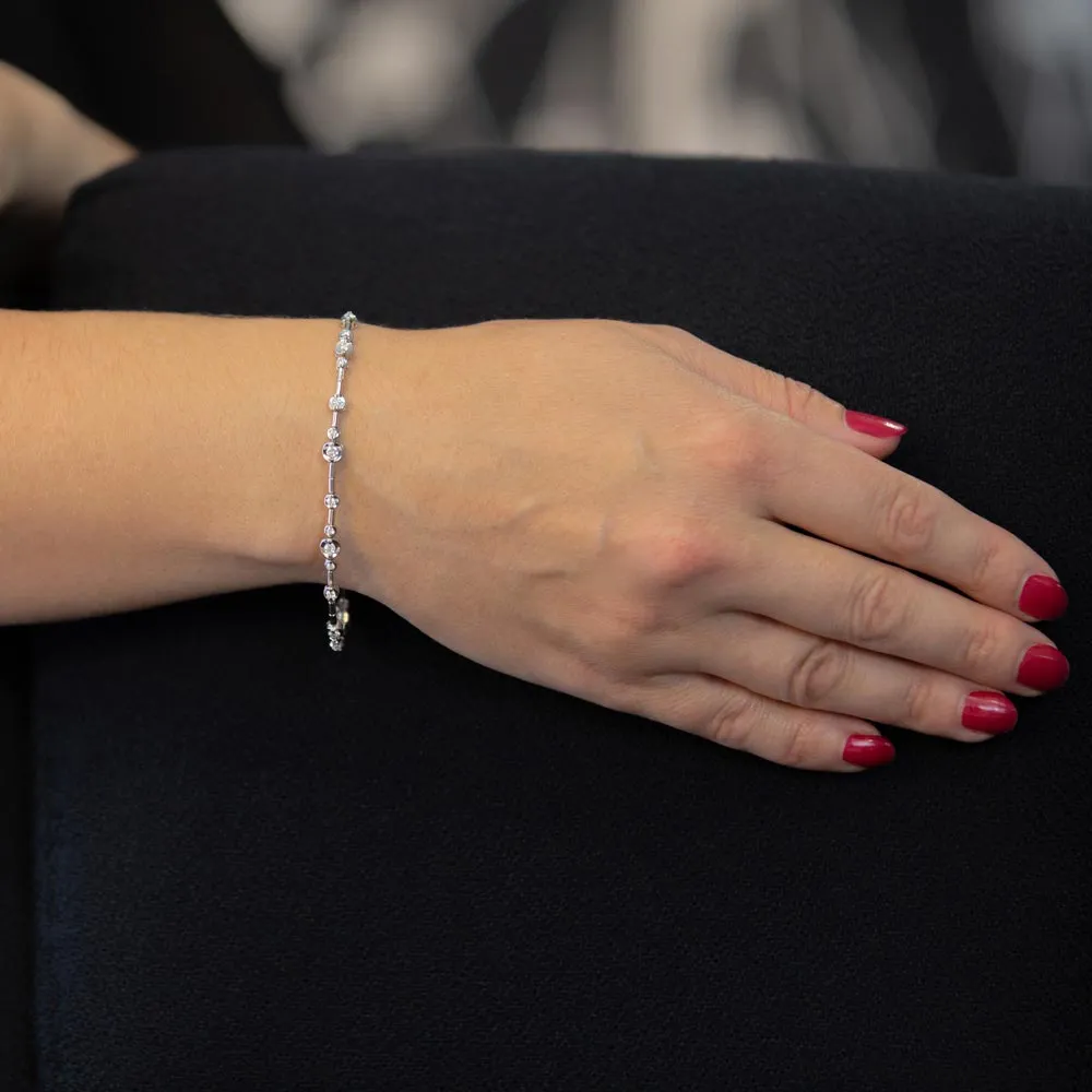 18ct White Gold 0.81ct Round Brilliant Cut Diamond Bar Set Bracelet