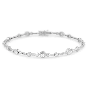 18ct White Gold 0.81ct Round Brilliant Cut Diamond Bar Set Bracelet