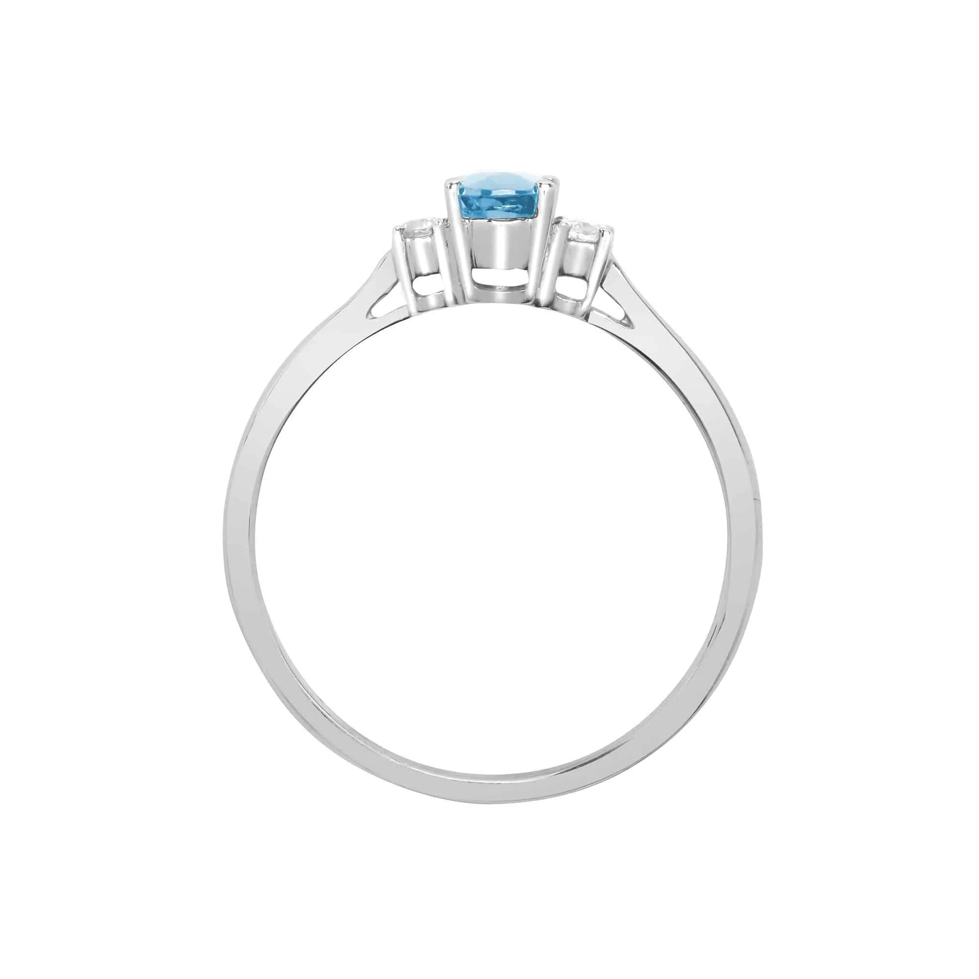 18ct White Gold Diamond And Aqua-Marine And 3 Stone Ring