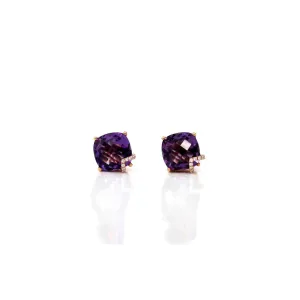 18k Classic Rose Gold Natural AAA Amethyst Earrings