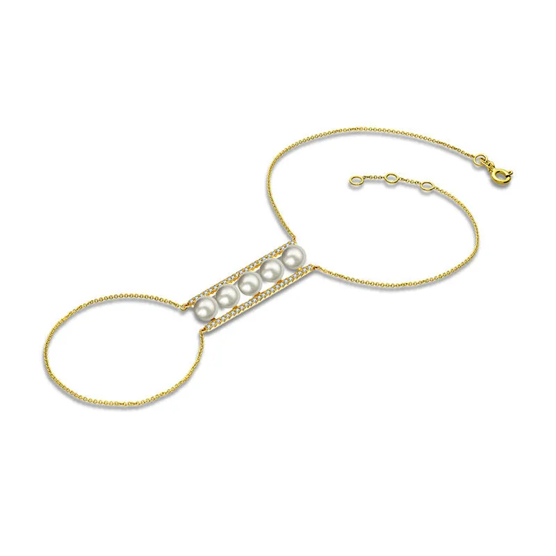18k Gold Line Pearl 2 Way Diamond Bracelet