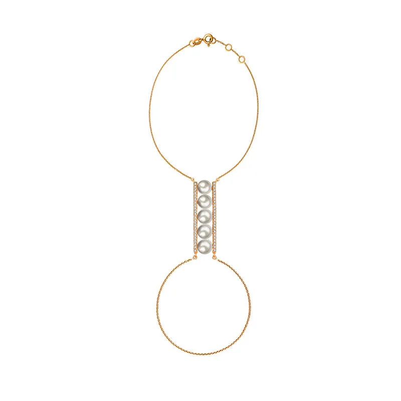 18k Gold Line Pearl 2 Way Diamond Bracelet