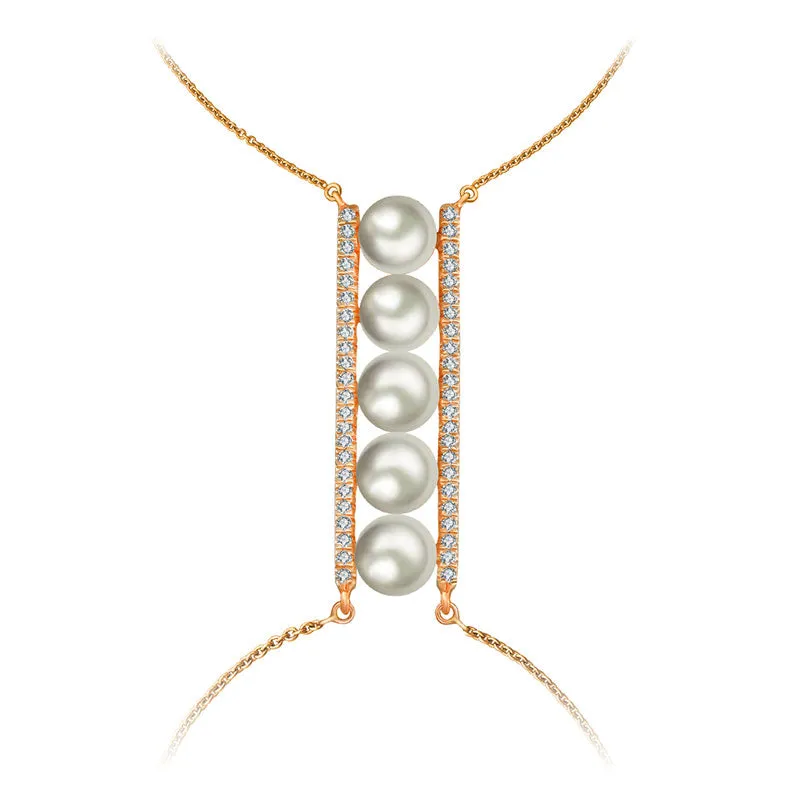 18k Gold Line Pearl 2 Way Diamond Bracelet