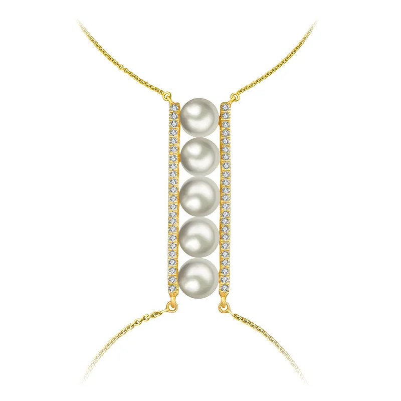 18k Gold Line Pearl 2 Way Diamond Bracelet