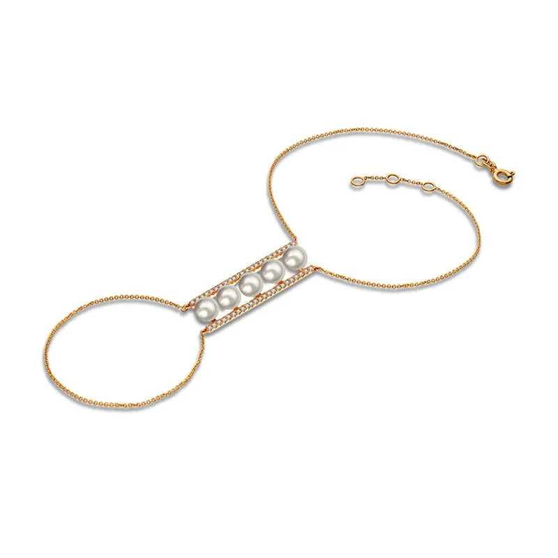 18k Gold Line Pearl 2 Way Diamond Bracelet