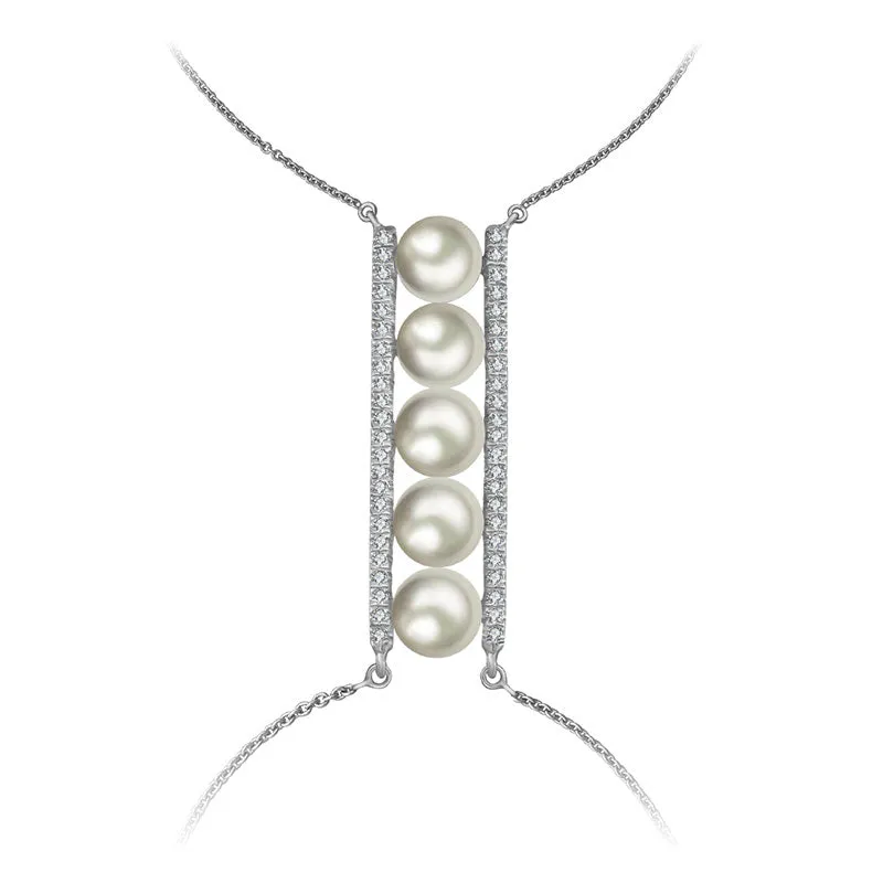 18k Gold Line Pearl 2 Way Diamond Bracelet