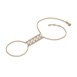 18k Gold Line Pearl 2 Way Diamond Bracelet