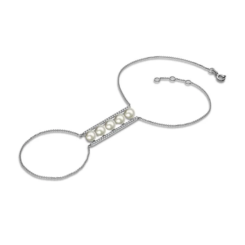 18k Gold Line Pearl 2 Way Diamond Bracelet