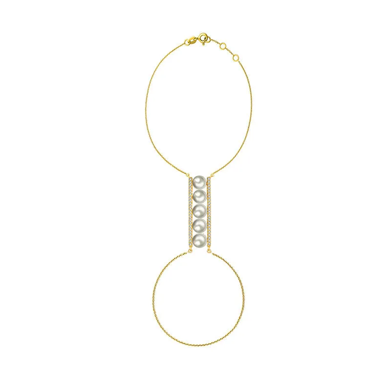 18k Gold Line Pearl 2 Way Diamond Bracelet