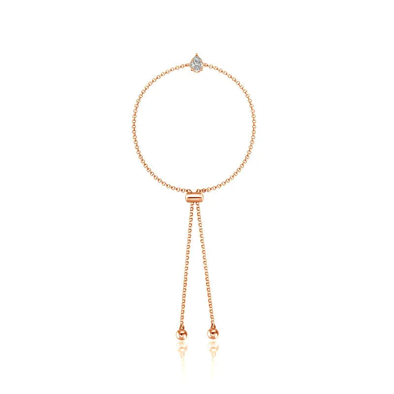 18k Gold Pear-Shaped Adjustable Diamond Bracelet