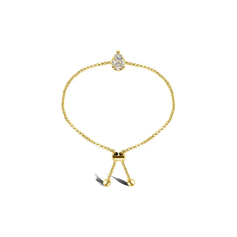 18k Gold Pear-Shaped Adjustable Diamond Bracelet