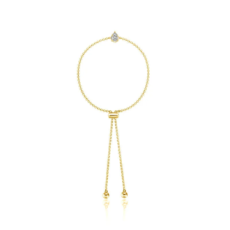 18k Gold Pear-Shaped Adjustable Diamond Bracelet