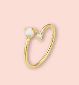 18K Gold Plated Double Opal adjustable ring!