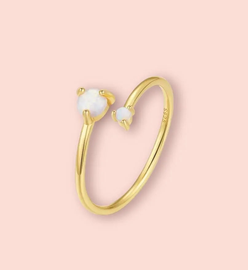 18K Gold Plated Double Opal adjustable ring!