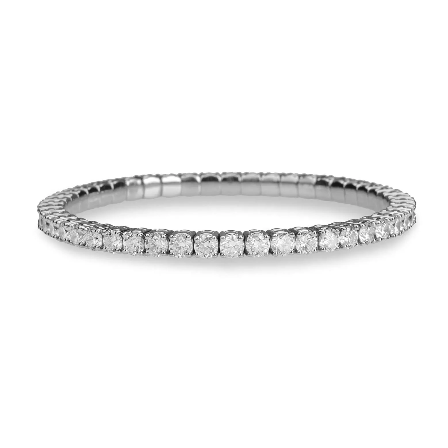 18K Gold Stretch Round Diamond Tennis Bracelet, 8.0 Carats, Natural Mined Diamonds
