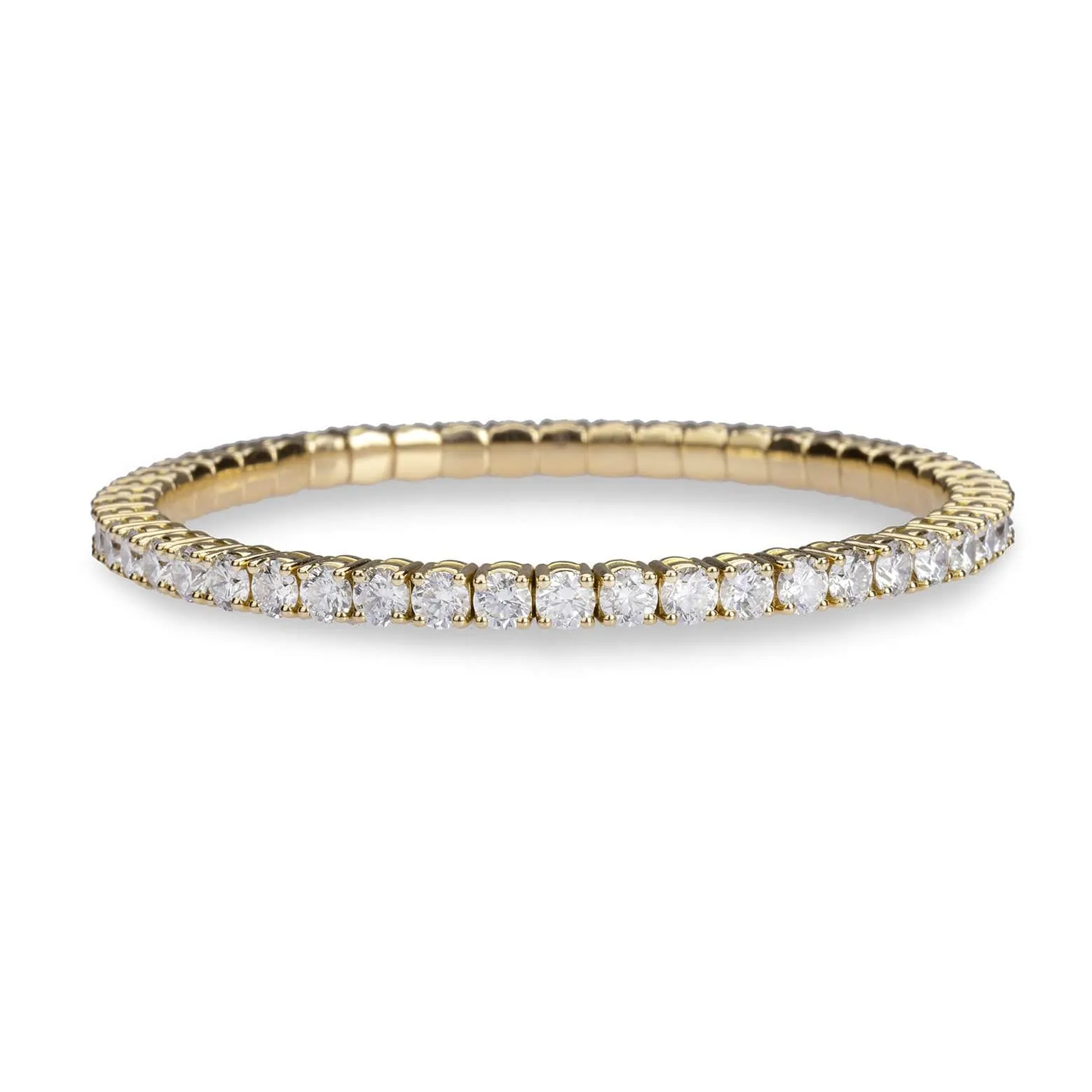 18K Gold Stretch Round Diamond Tennis Bracelet, 8.0 Carats, Natural Mined Diamonds