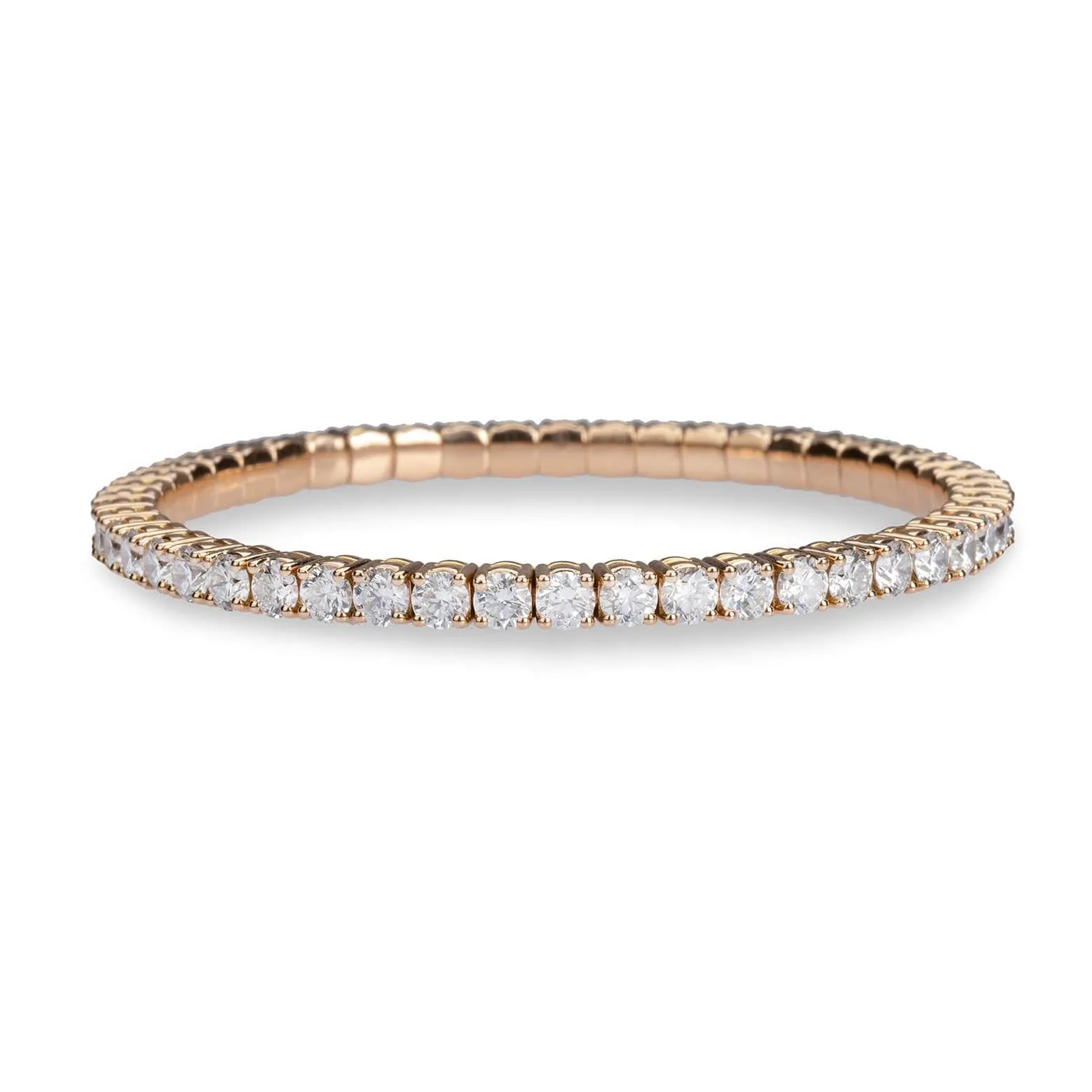 18K Gold Stretch Round Diamond Tennis Bracelet, 8.0 Carats, Natural Mined Diamonds