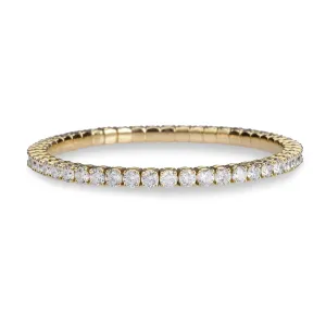 18K Gold Stretch Round Diamond Tennis Bracelet, 8.0 Carats, Natural Mined Diamonds