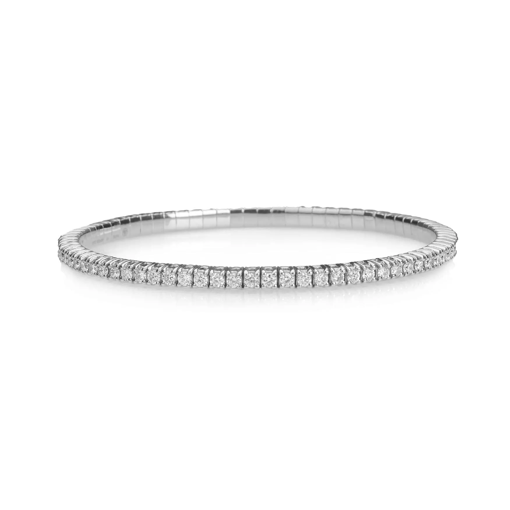 18K Stretch Round Diamond Mini Tennis Bracelet, 2.5 Carats, Lab Grown
