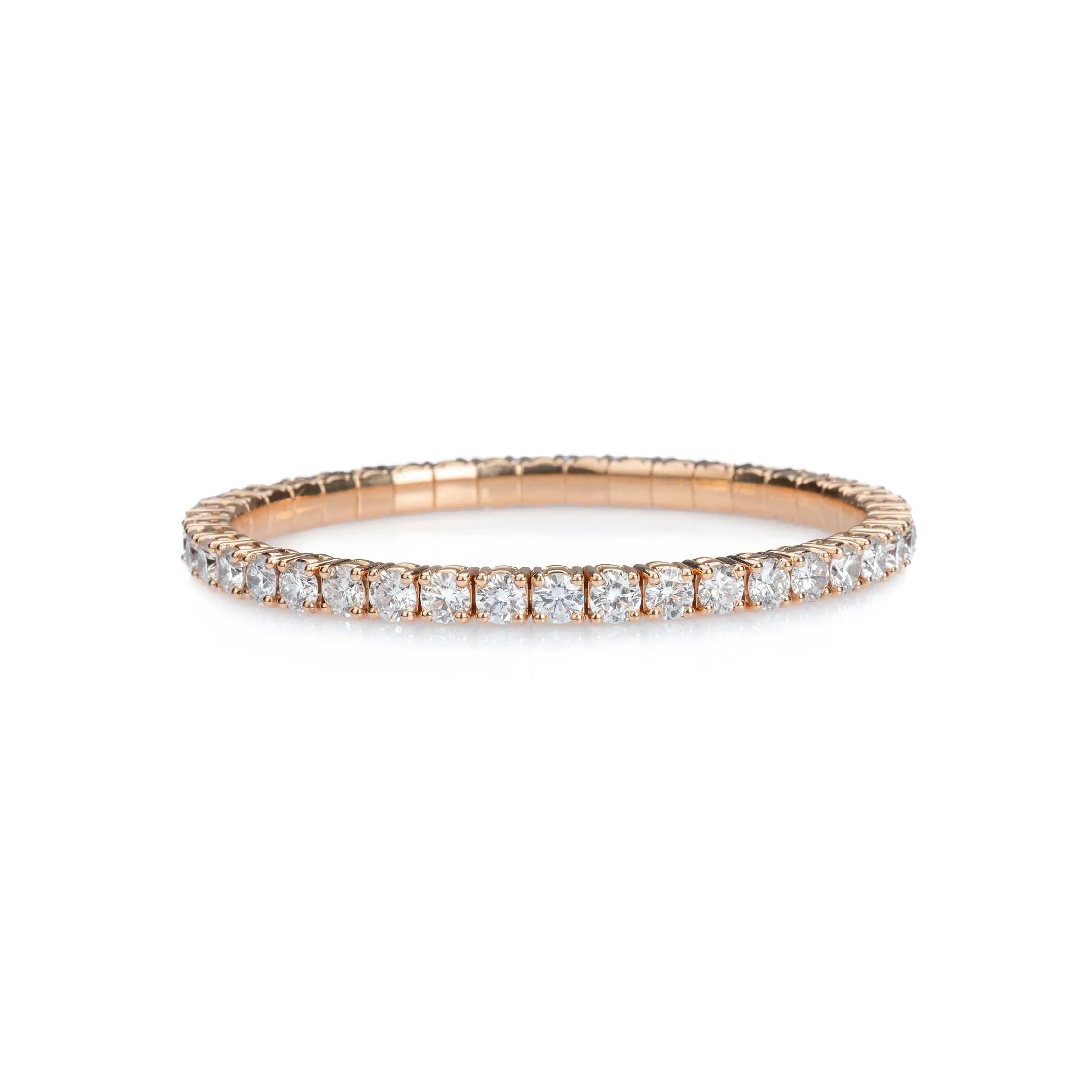 18K Stretch Round Diamond Mini Tennis Bracelet, 2.5 Carats, Lab Grown