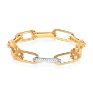 18K Two Tone Link Bracelet with Diamonds