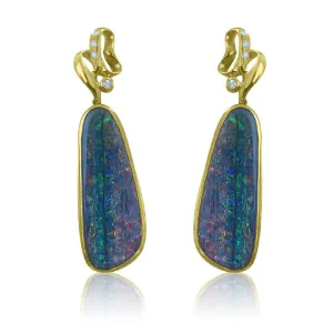 18kt Yellow Gold Opal and Diamond earrings