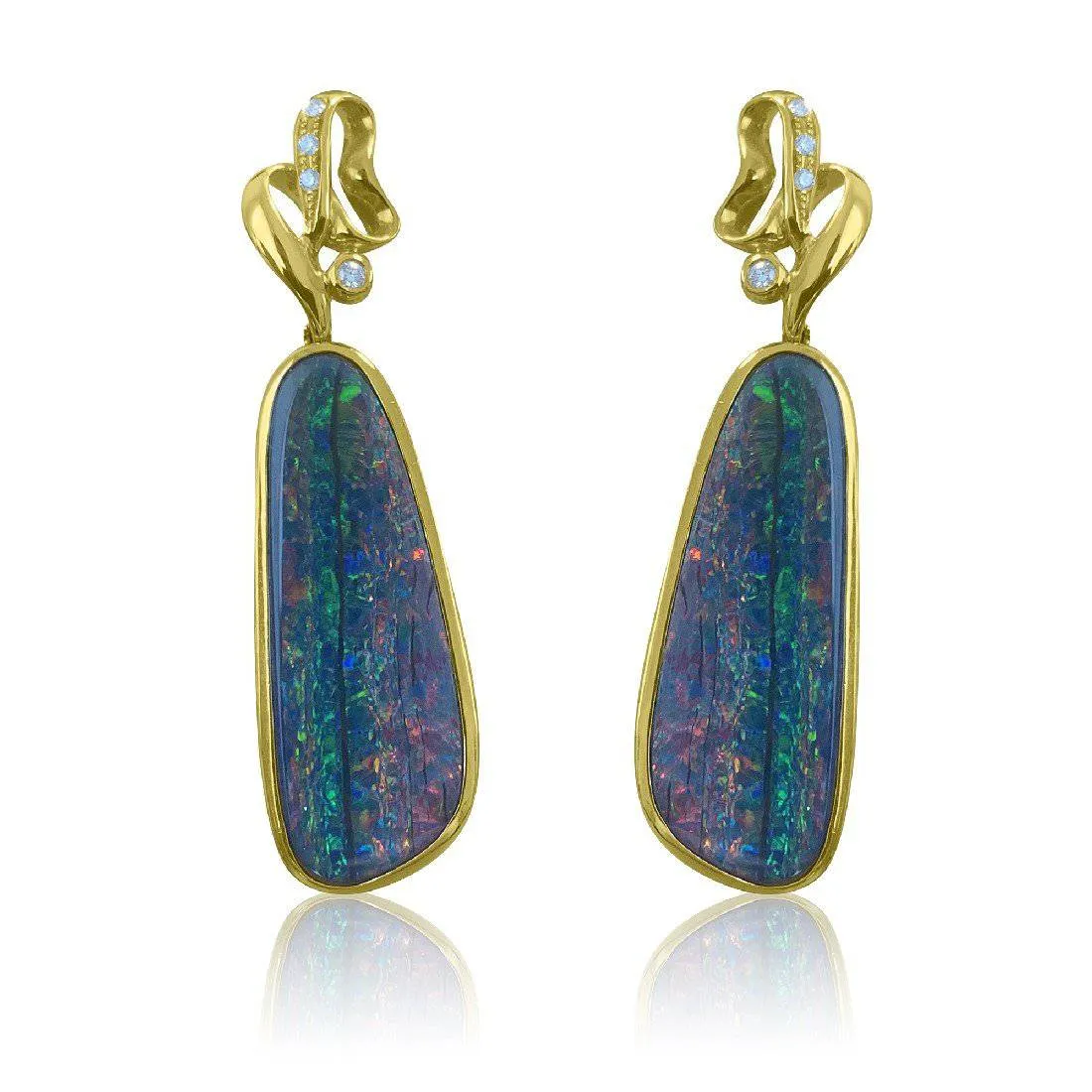 18kt Yellow Gold Opal and Diamond earrings