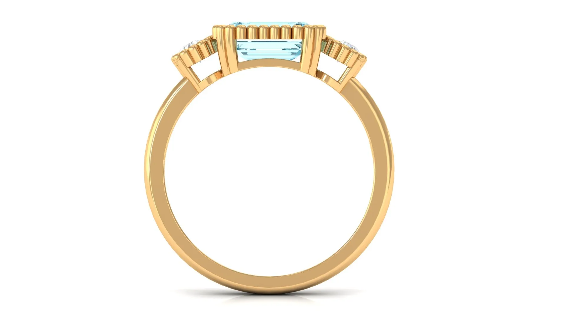 2 CT East West Aquamarine Engagement Ring with Diamond